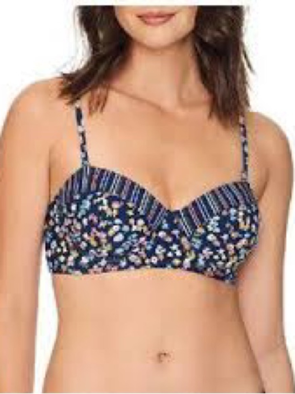 Vera Bradley Reversible Wildflower Stripe Ditsy Charlotte Bikini Top